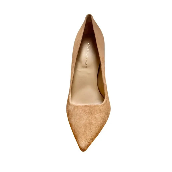New GOOD AMERICAN The Icon Nude Suede Pointed Toe Pumps 4" Heel Women's 8.5 - Picture 7 of 12